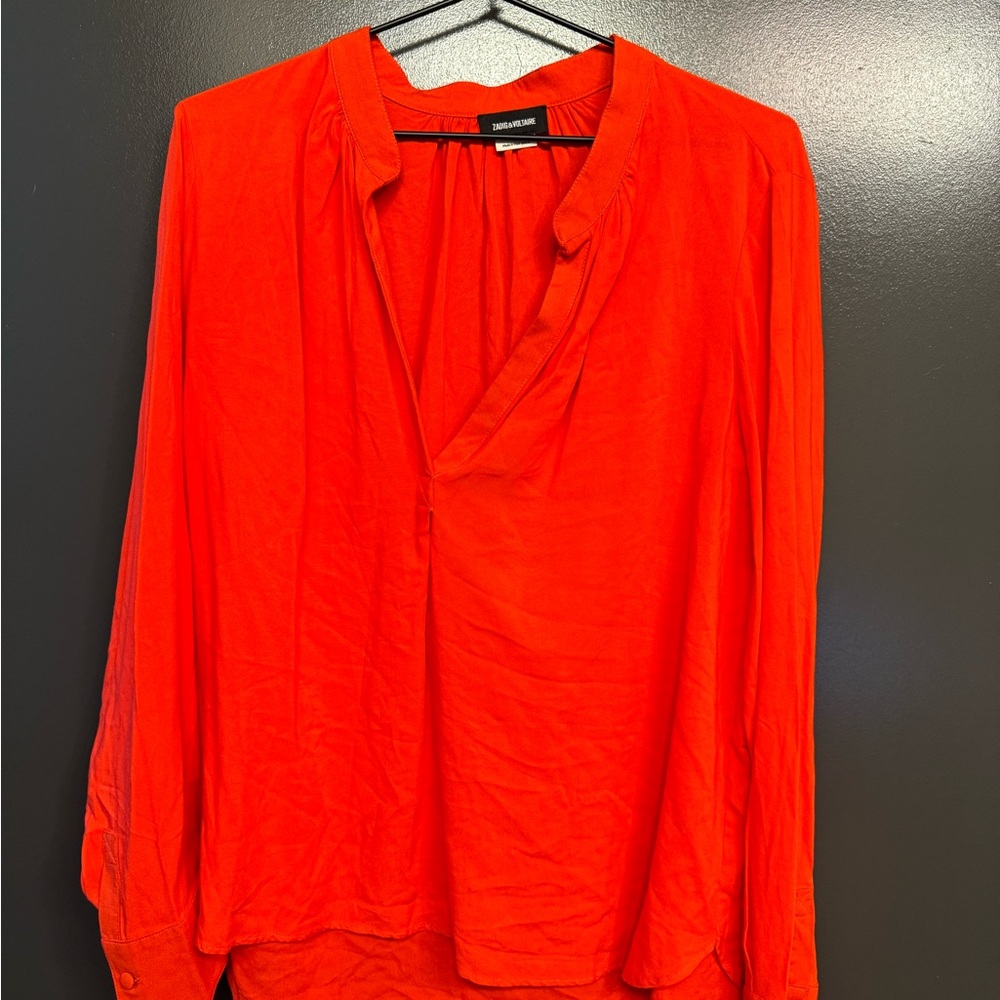 Zadig & Voltaire Red Relaxed Long Sleeve Blouse